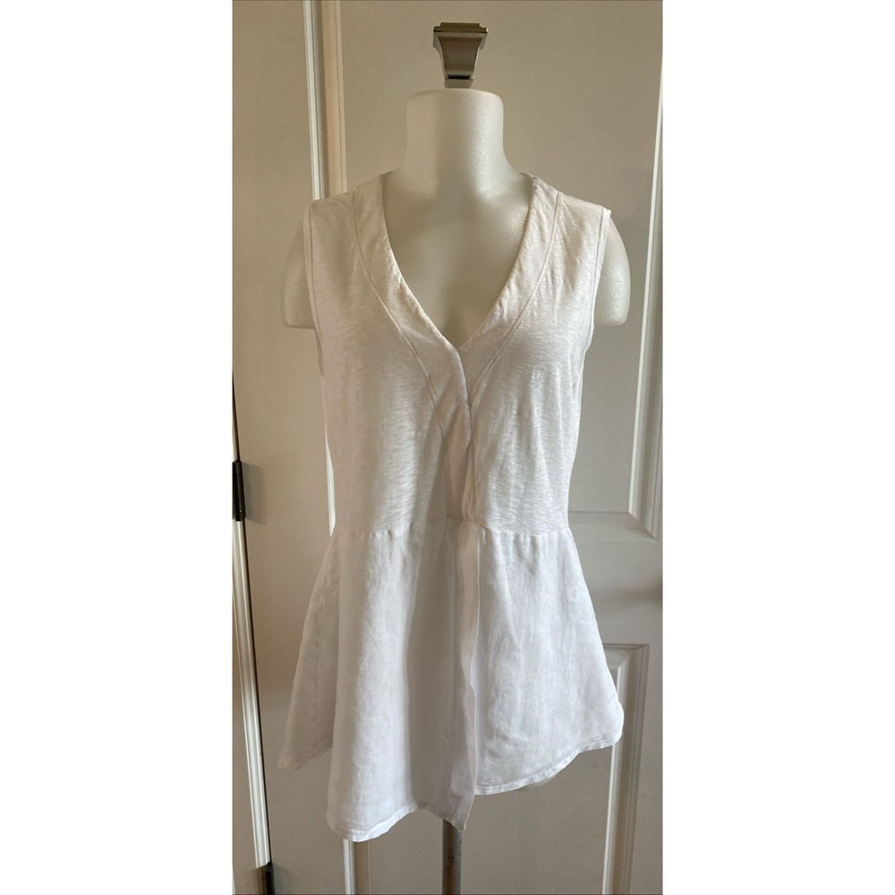 Cut Loose Lagenlook Linen Cotton Blend Top Shirt Sleeveless Swing Size Medium